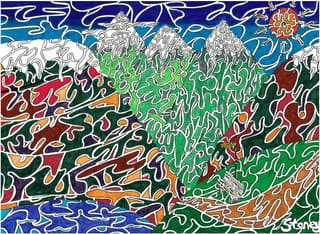 Autumn Mountains — landscape drawing by Ben Stone, 2020