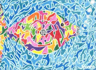 Rainbow Fish Swirls — fish drawing by Ben Stone, 2017