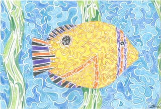 Yellow Fish — fish drawing by Ben Stone, 2009
